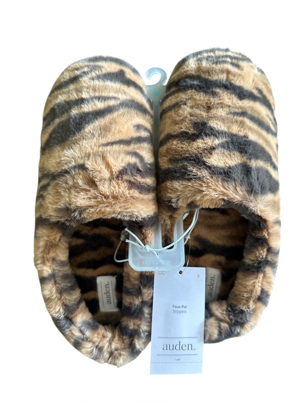 Auden Tiger-Print Faux Fur Slippers - Brown & Black